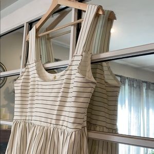 White Sleeveless Striped Maternity Dress